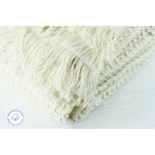 Waffle Weave Cotton Throw with Fringe – 50x60